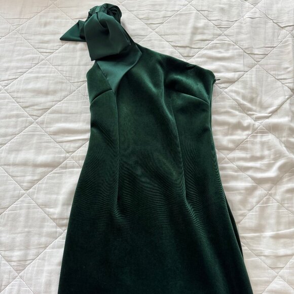 Green Velvet One-Shoulder Bodycon Mini Dress, Women's Size 0 - Picture 1 of 3